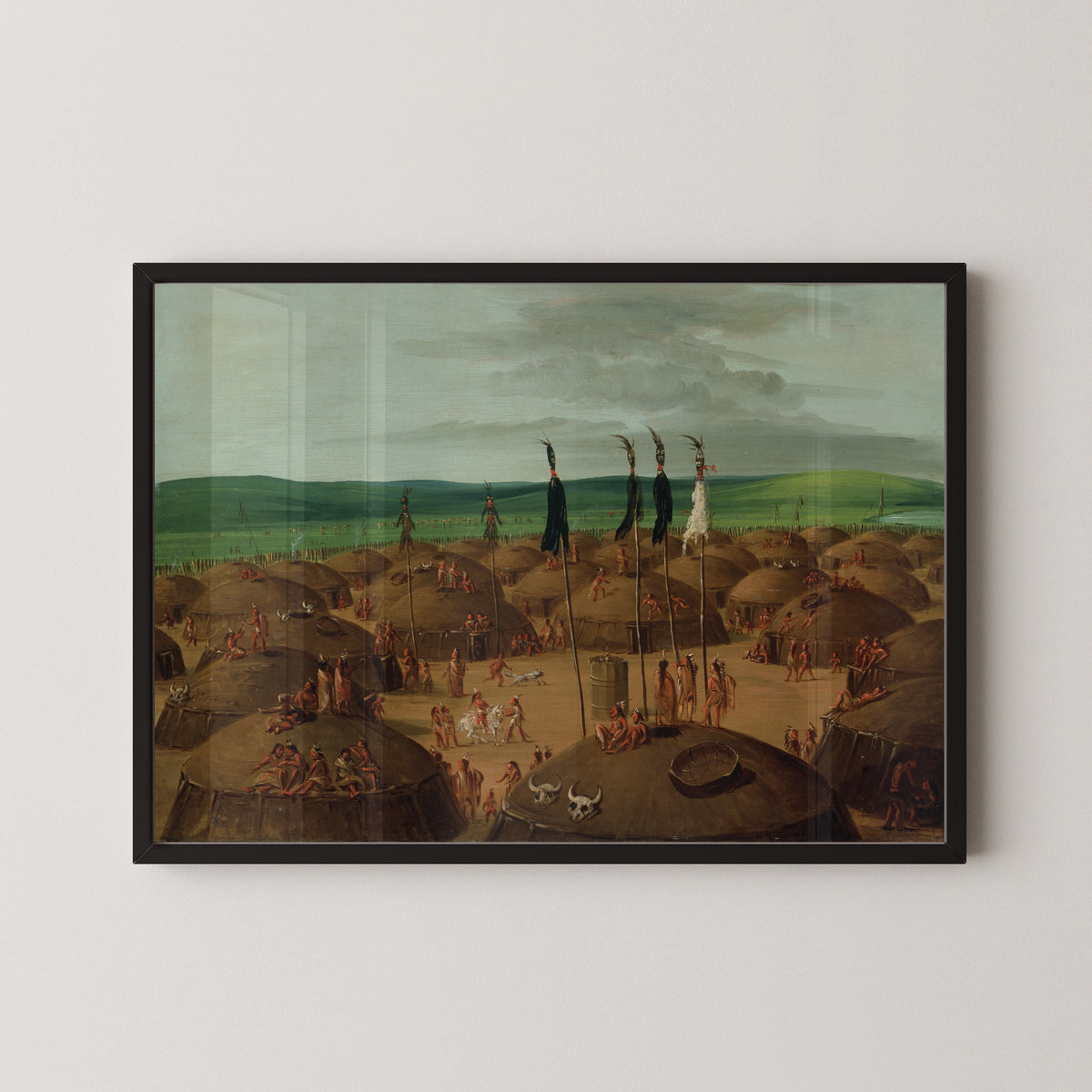 George Catlin — Bird's-eye View of the Mandan Village, 1800 Miles above St. Louis | Western Art Print