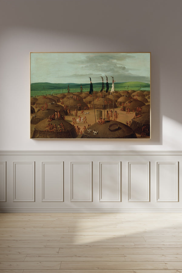 George Catlin — Bird's-eye View of the Mandan Village, 1800 Miles above St. Louis | Western Art Print