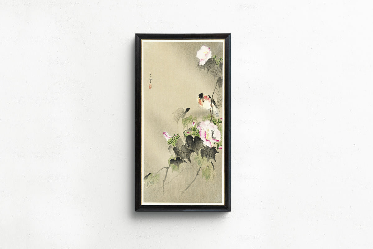 Ohara Koson — Bird and caterpillar | Japanese Bird & Flower Woodblock Print