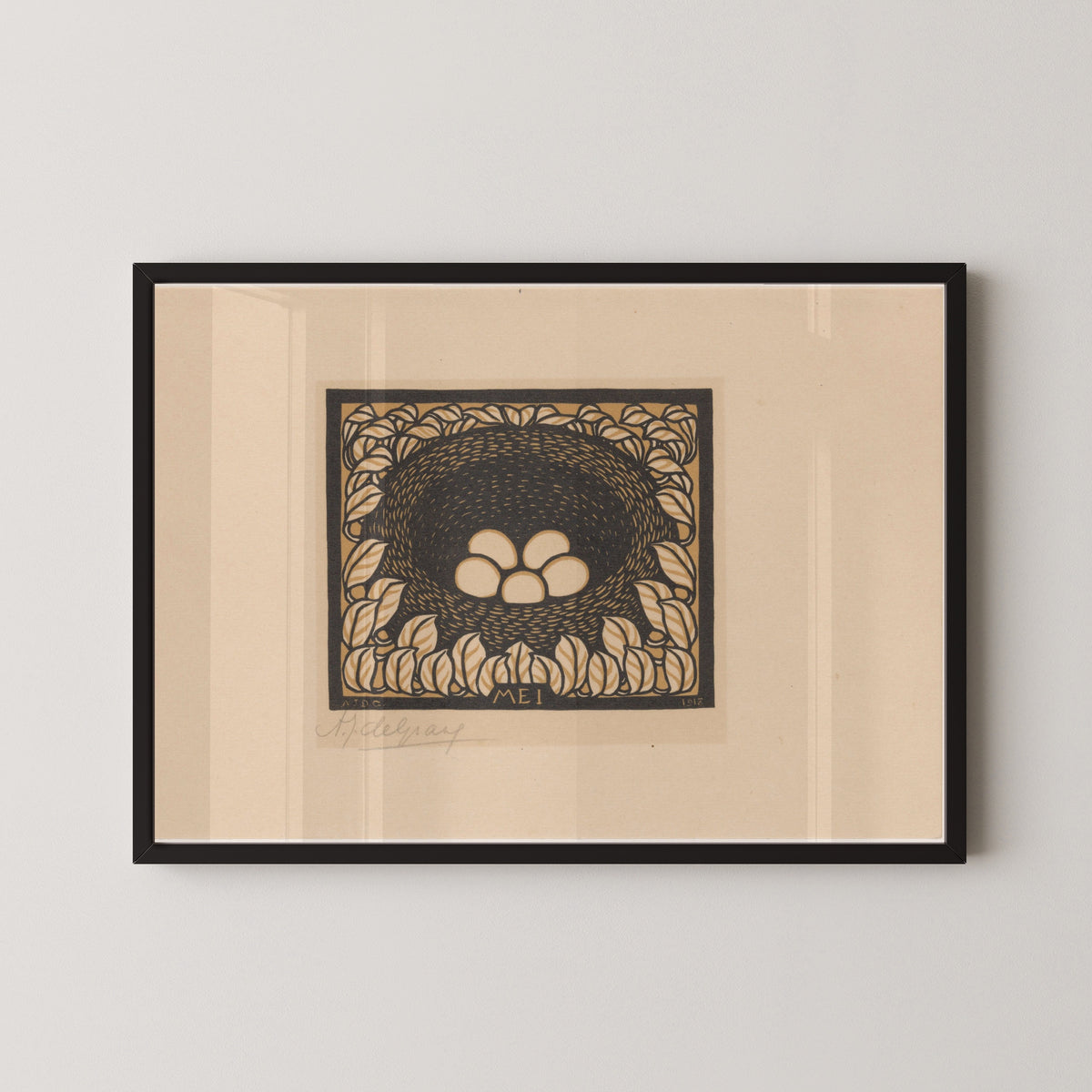 Julie de Graag — Bird's nest with eggs | Woodcut Print