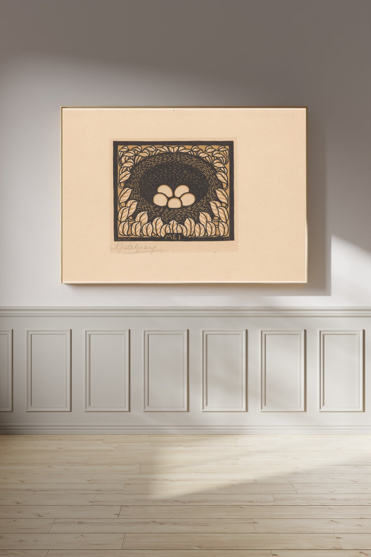Julie de Graag — Bird's nest with eggs | Woodcut Print
