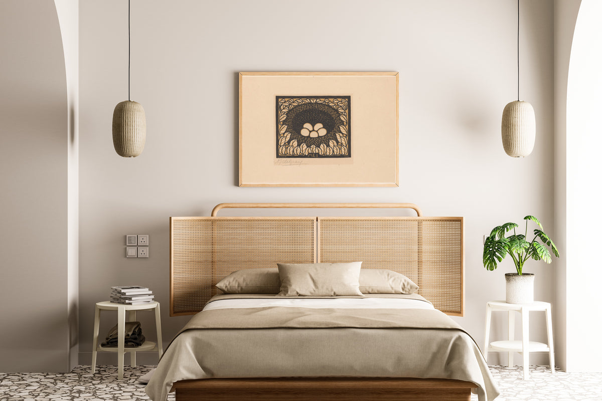Julie de Graag — Bird's nest with eggs | Woodcut Print