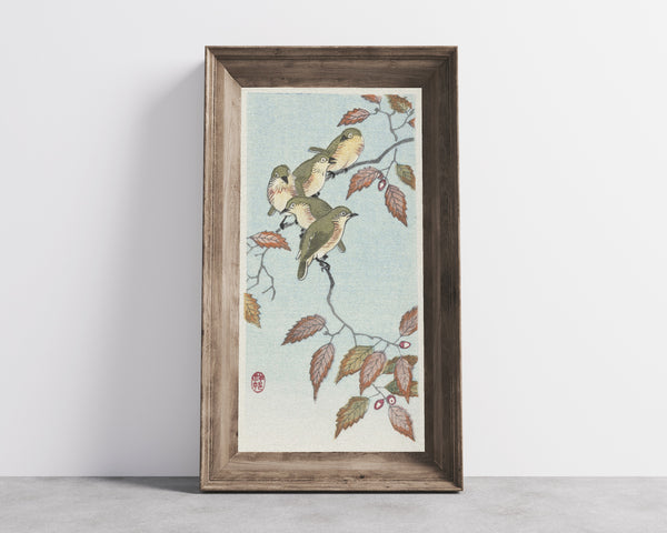 Ohara Koson — Birds on a Branch | Japanese Bird & Flower Woodblock Print