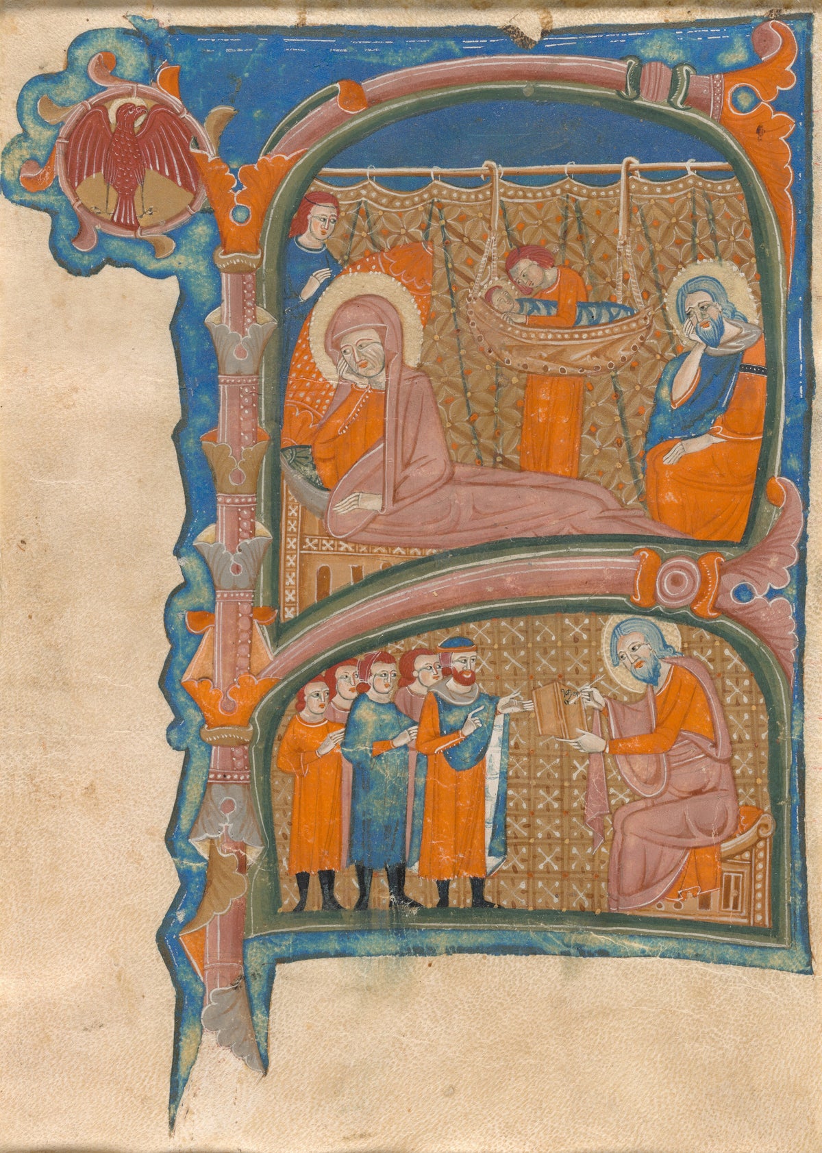 Birth and Naming of John the Baptist | Illuminated Initial Print
