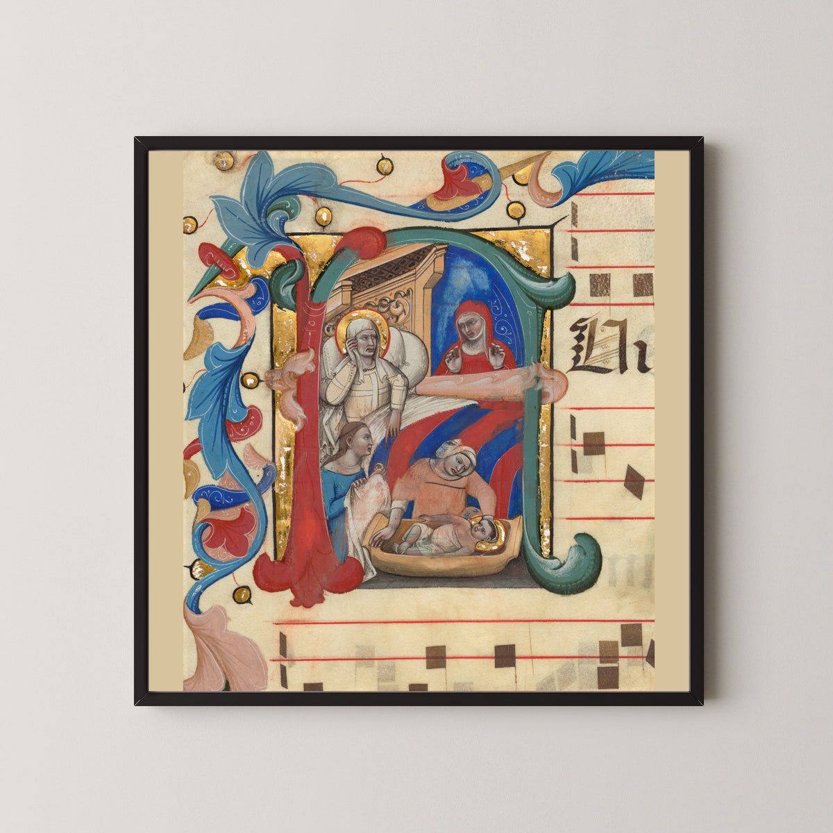 Niccolò di Giacomo da Bologna — Birth of John the Baptist | Illuminated Initial Print