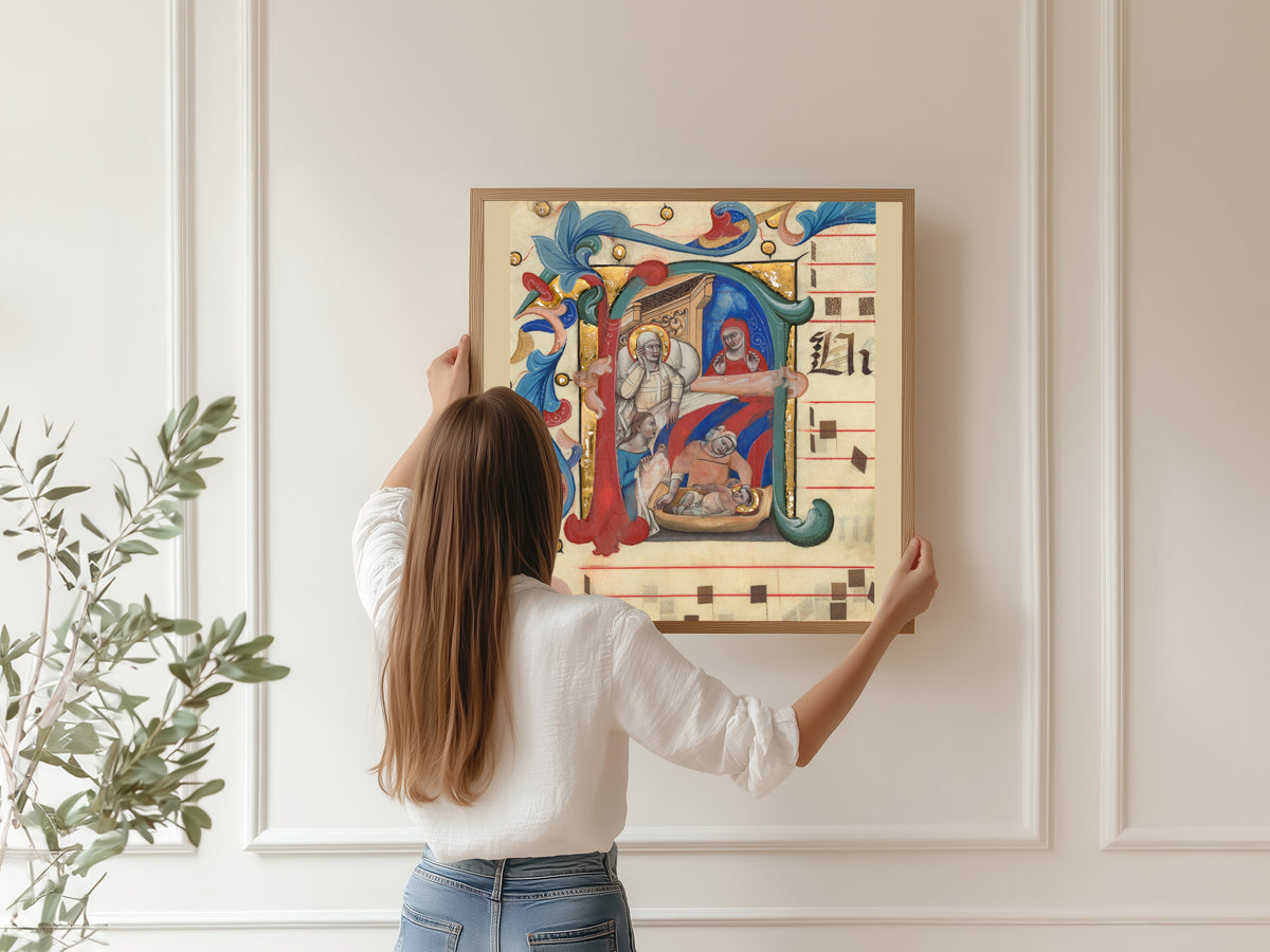 Niccolò di Giacomo da Bologna — Birth of John the Baptist | Illuminated Initial Print