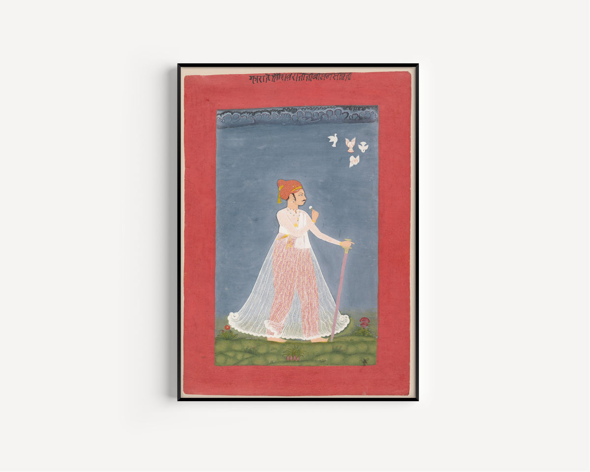 Uniara school — Bishen Singh as a Young Man | Indian Miniature Painting Print