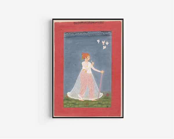 Uniara school — Bishen Singh as a Young Man | Indian Miniature Painting Print