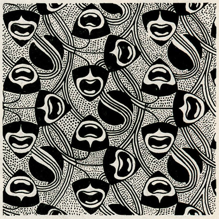 Koloman Moser — Black and White Face Pattern | Lithograph Print