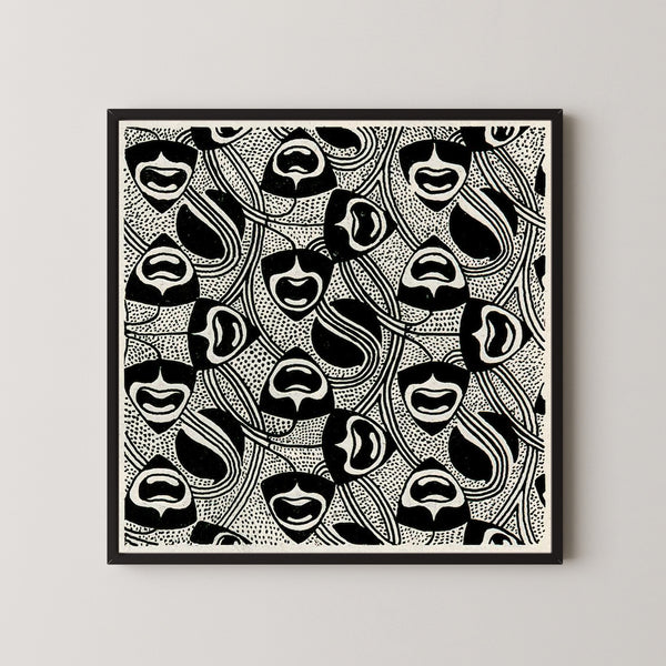 Koloman Moser — Black and White Face Pattern | Lithograph Print