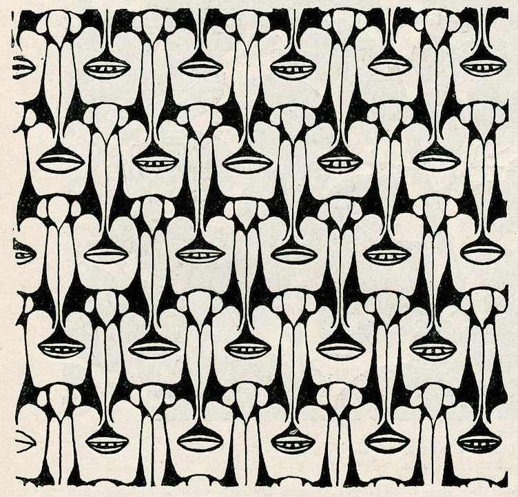Koloman Moser — Black and White Stylised Flower Pattern | Art Nouveau Print