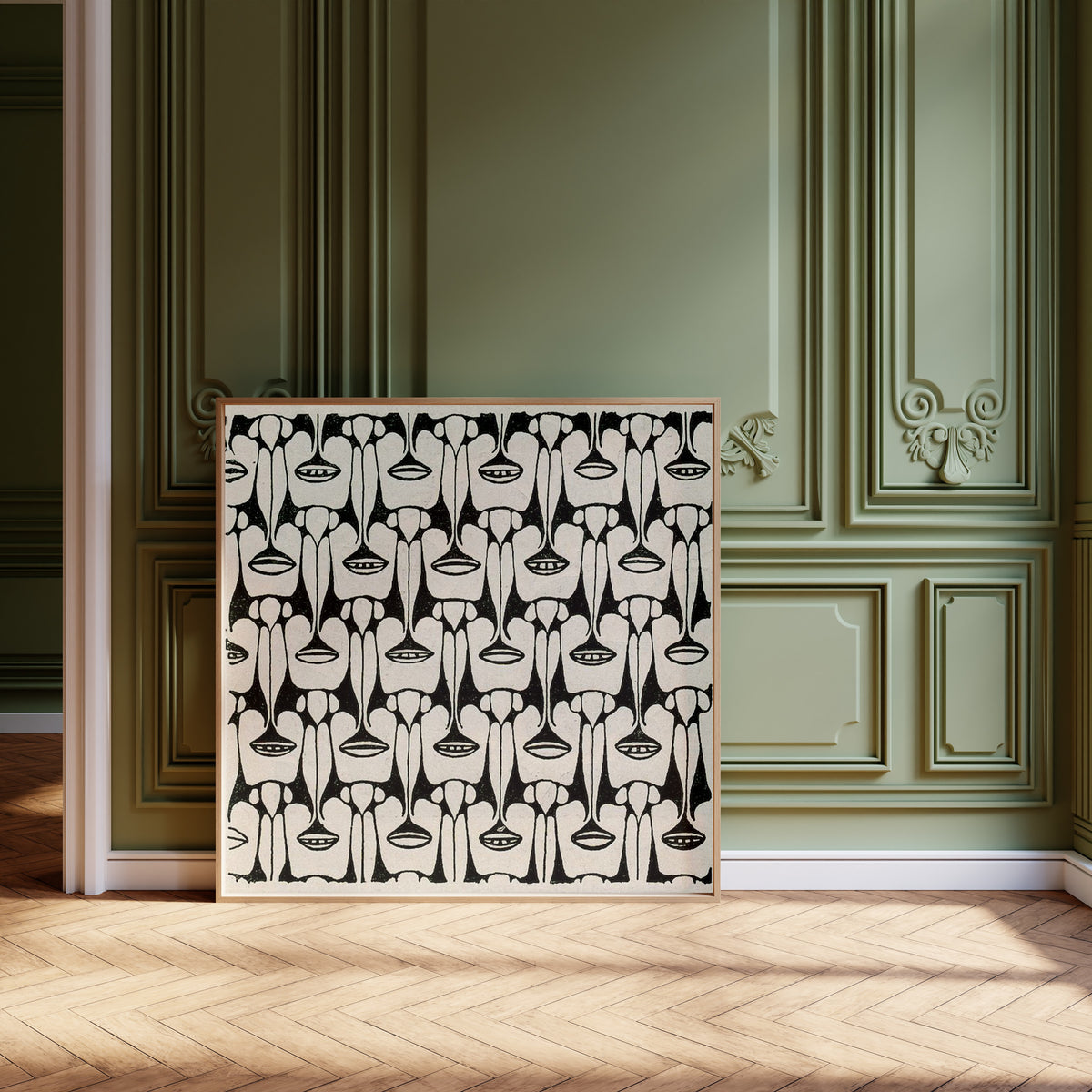 Koloman Moser — Black and White Stylised Flower Pattern | Art Nouveau Print