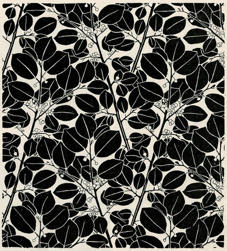 Koloman Moser — Black and white leaf pattern | Pattern Design Print