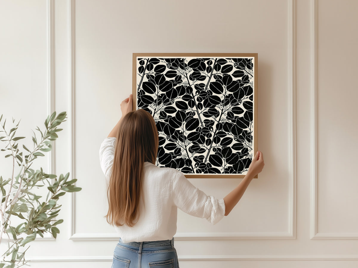 Koloman Moser — Black and white leaf pattern | Pattern Design Print