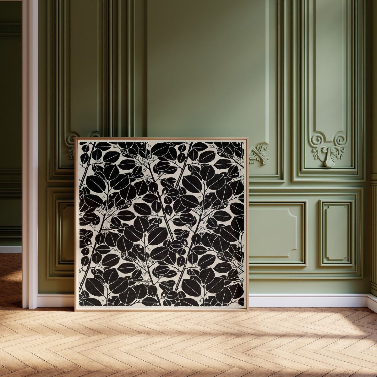 Koloman Moser — Black and white leaf pattern | Pattern Design Print