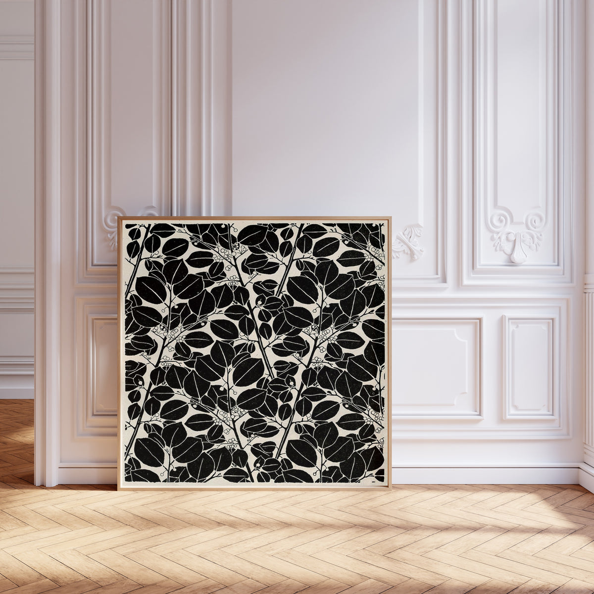 Koloman Moser — Black and white leaf pattern | Pattern Design Print