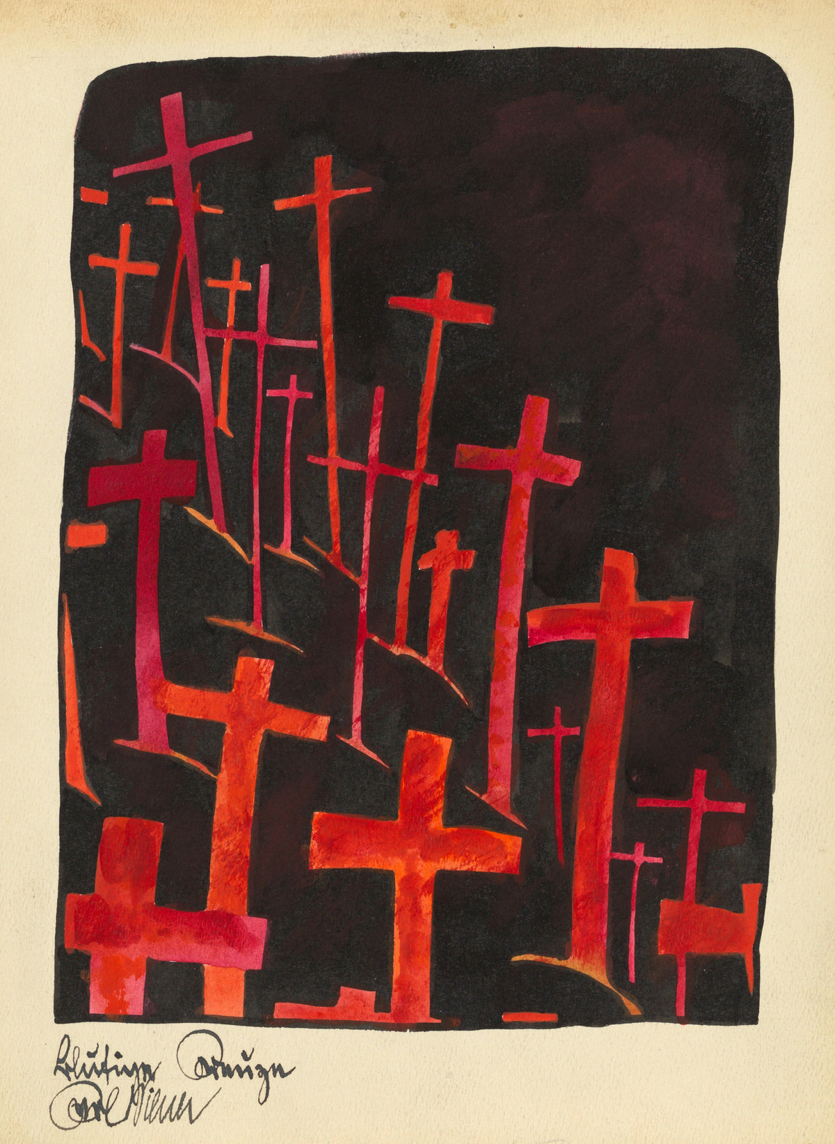 Karl Wiener — Blutige Kreuze (Bloody Crosses) | Expressionist Art Print