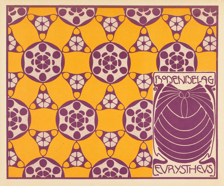 Koloman Moser — Bodenbelag Eurystheus (Eurystheus Floor Covering) | Pattern Design Print shown to scale on a wall above a sofa