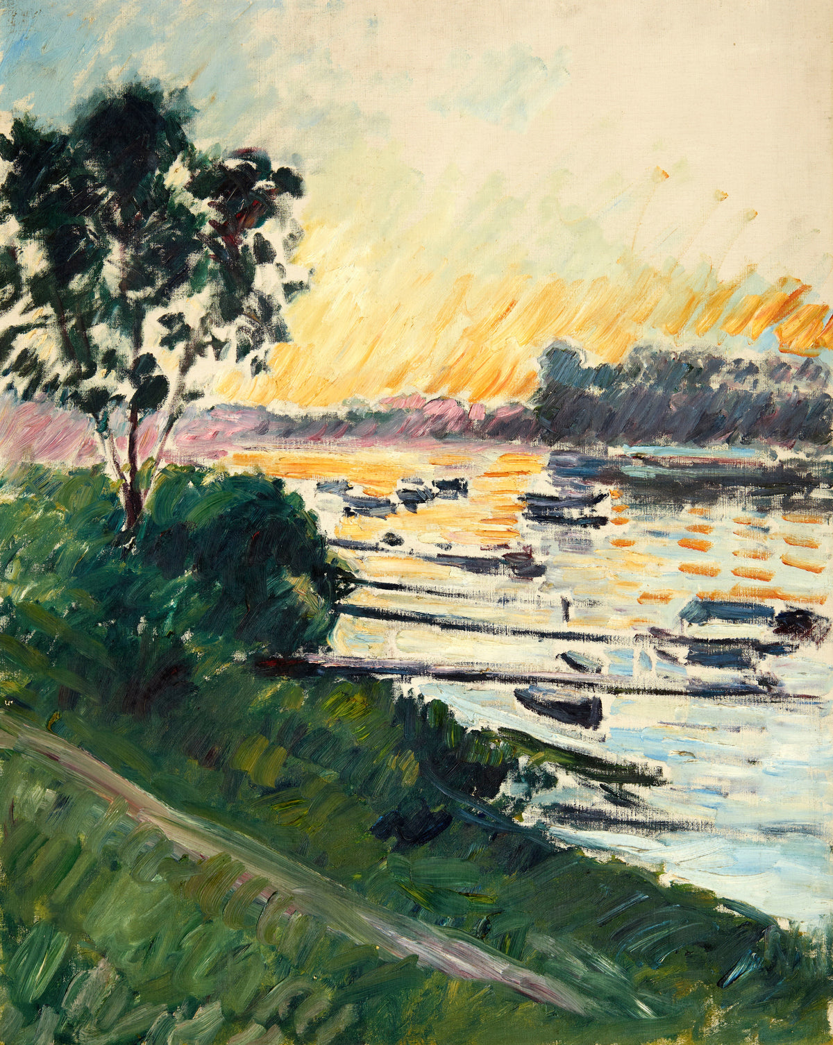 Gustave Caillebotte — Bord de Seine, effet soleil couchant | Fine Art Print