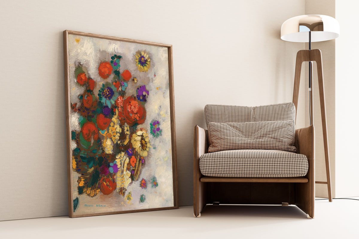 Odilon Redon — Bouquet of Flowers (Grey Ground) | Symbolist Art Print