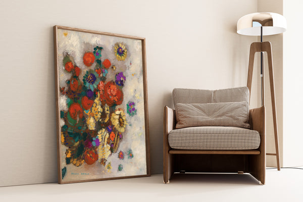 Odilon Redon — Bouquet of Flowers (Grey Ground) | Symbolist Art Print