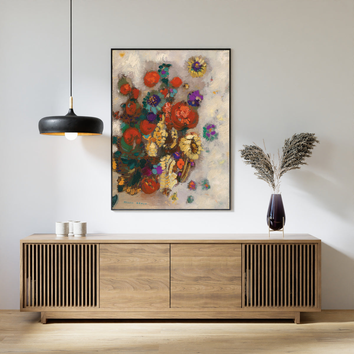 Odilon Redon — Bouquet of Flowers (Grey Ground) | Symbolist Art Print
