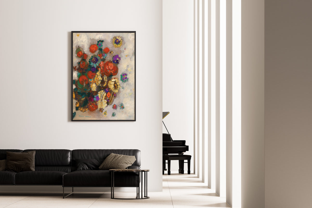 Odilon Redon — Bouquet of Flowers (Grey Ground) | Symbolist Art Print