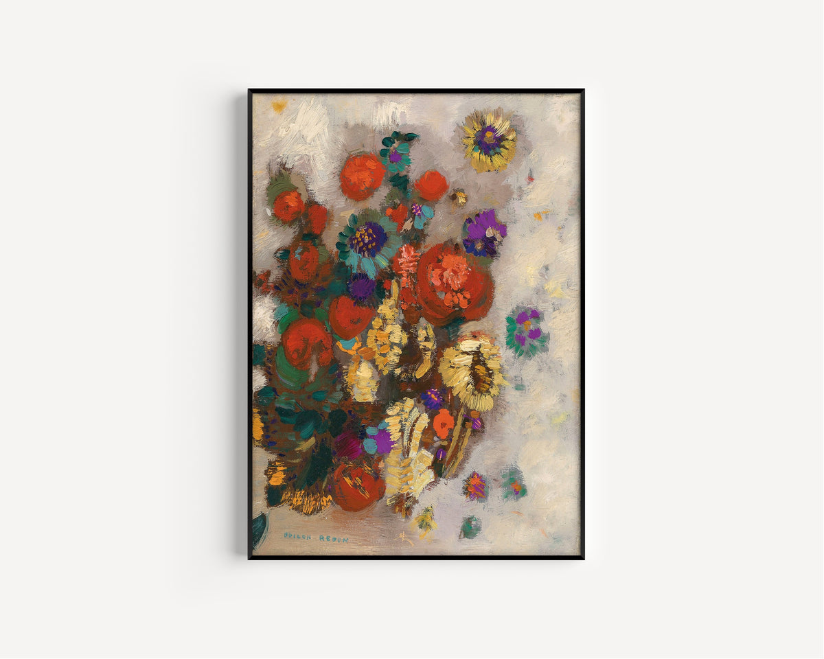 Odilon Redon — Bouquet of Flowers (Grey Ground) | Symbolist Art Print