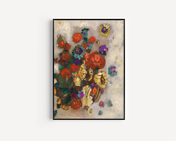 Odilon Redon — Bouquet of Flowers (Grey Ground) | Symbolist Art Print