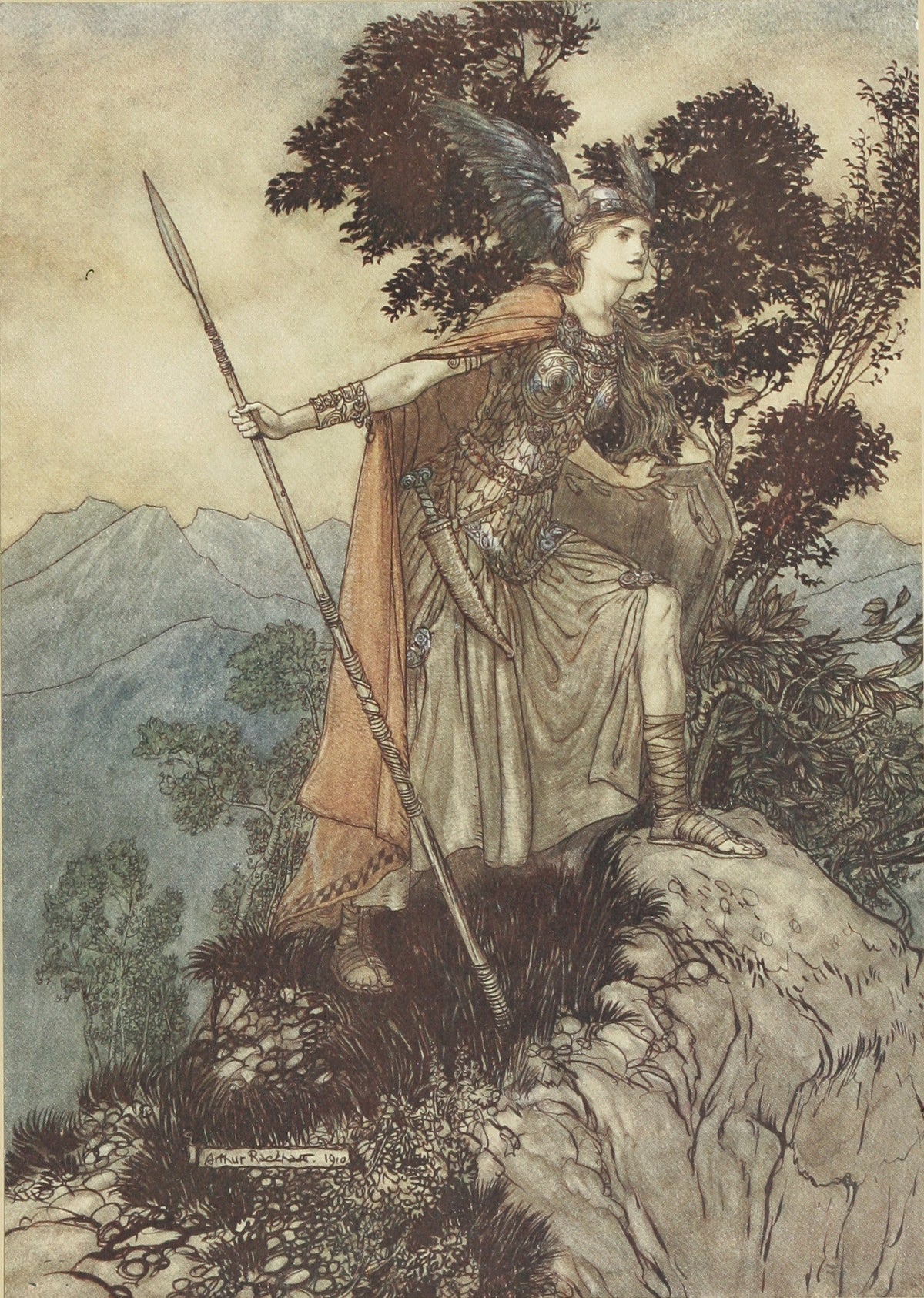 Arthur Rackham — Brünnhilde | Wagner Illustration Print