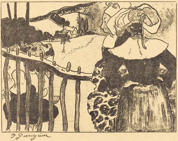 Paul Gauguin — Breton Women beside a Fence (Bretonnes à la barrière) | Lithograph Print