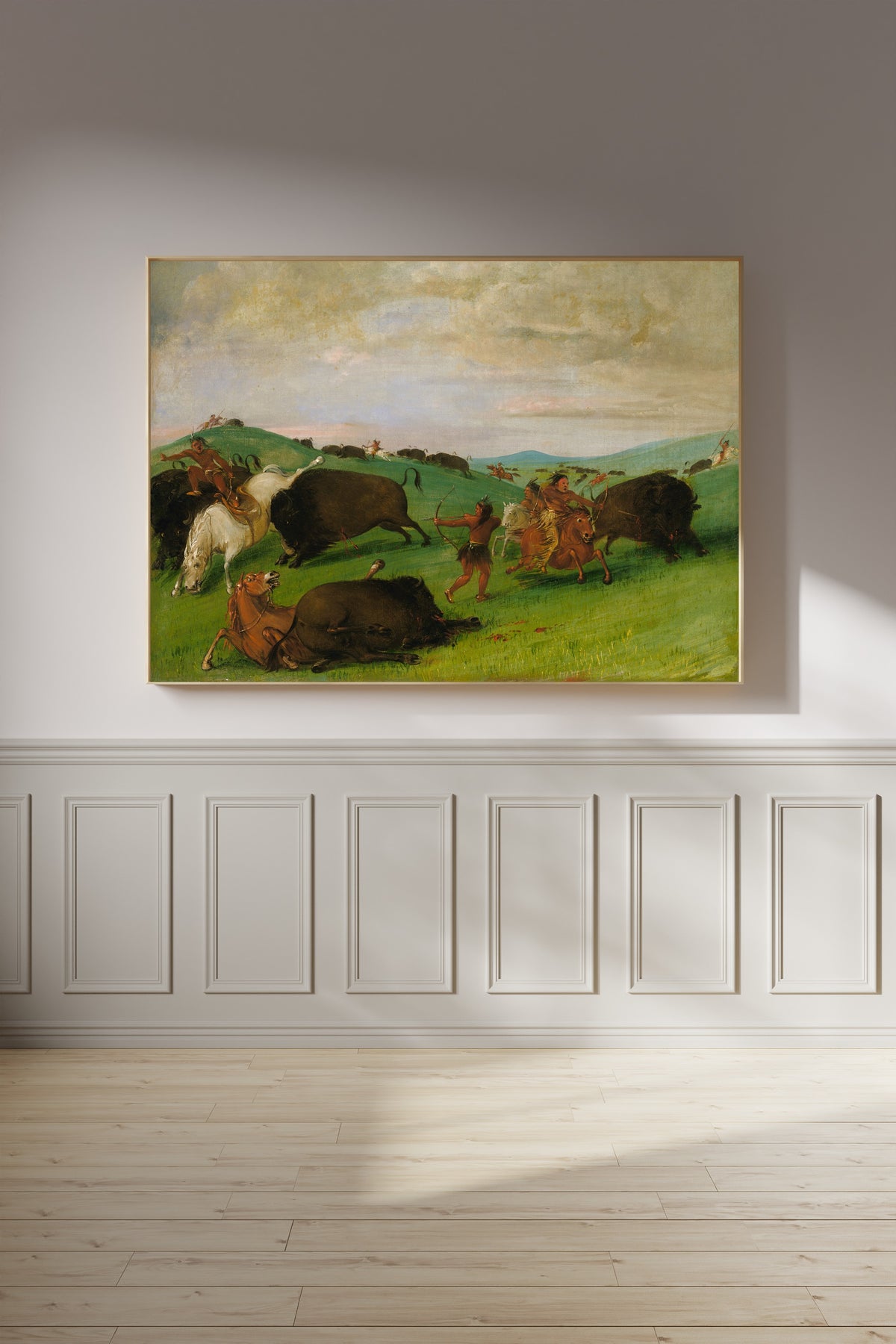 George Catlin — Buffalo Chase, Bulls Making Battle with Men and Horses | Western Art Print