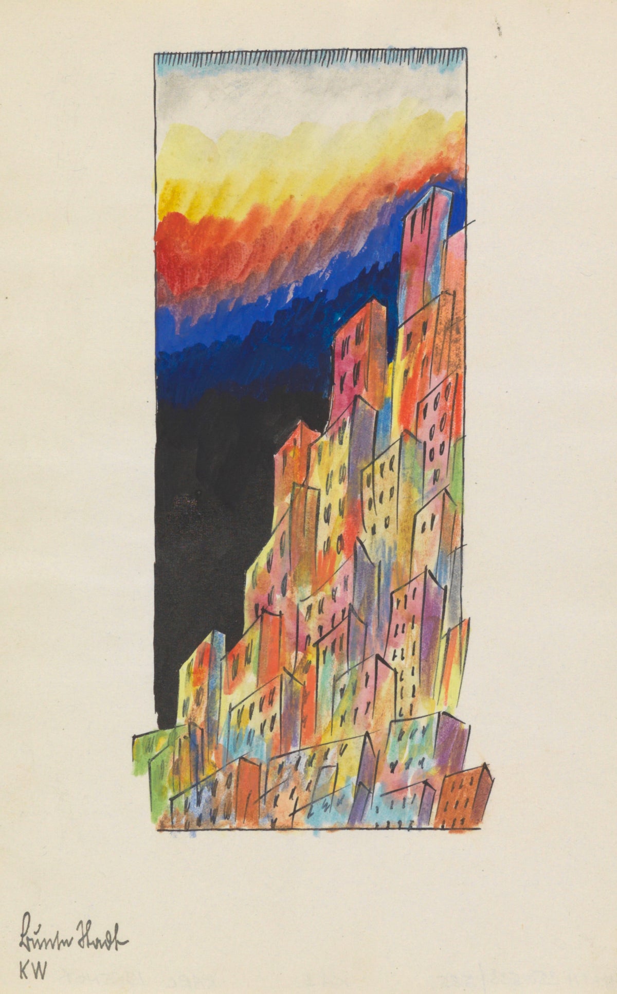Karl Wiener — Bunte Stadt (Colourful City, Towers) | Expressionist Art Print