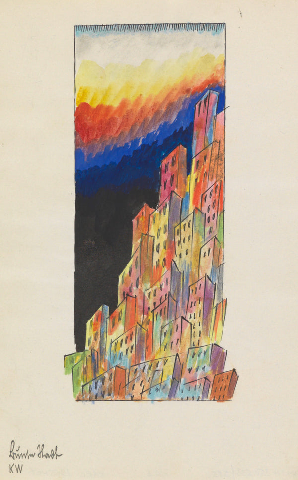 Karl Wiener — Bunte Stadt (Colourful City, Towers) | Expressionist Art Print
