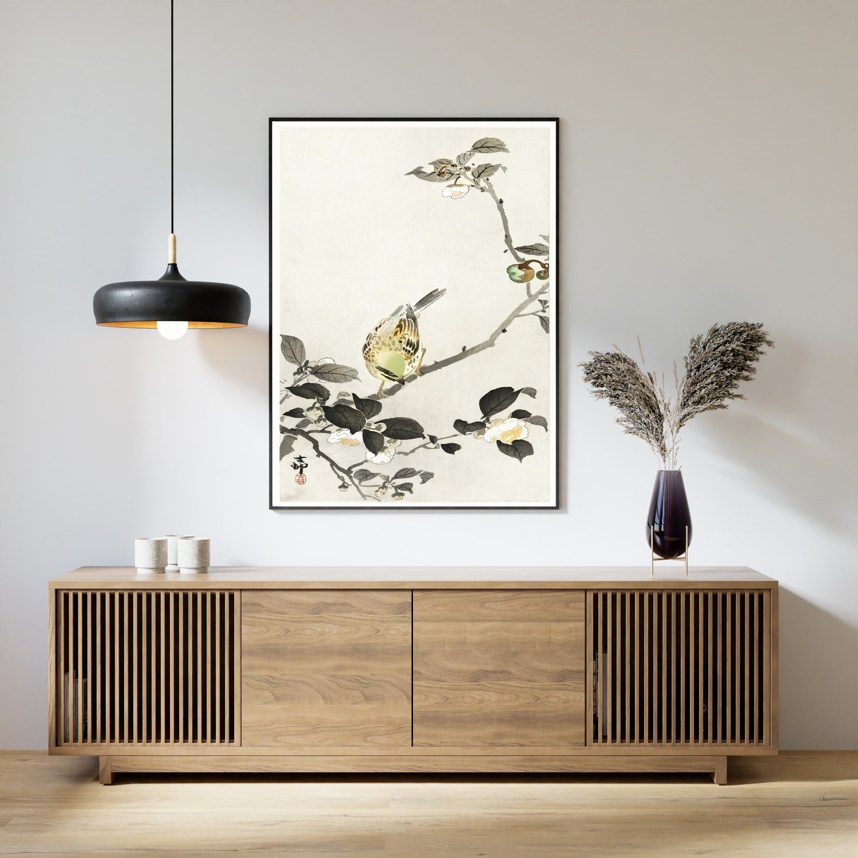 Ohara Koson — Bunting on Blossom Branch | Japanese Bird & Flower Woodblock Print
