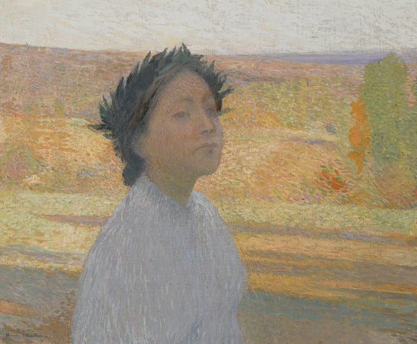 Henri Martin — Buste de jeune fille avec une couronne de laurier | Pointillist Portrait Print