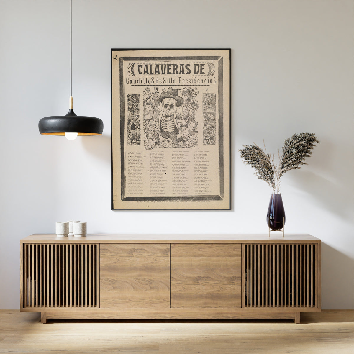 José Guadalupe Posada — Calaveras de caudillos de silla presidencial | Relief Print