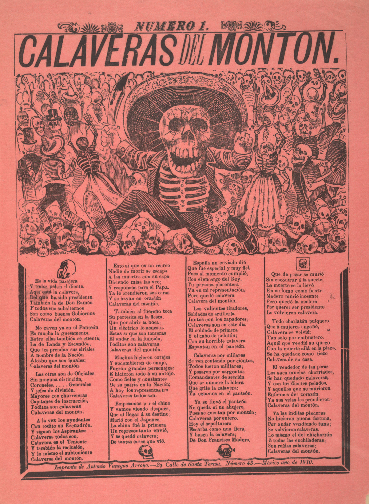 José Guadalupe Posada — Calaveras del montón, número 1 | Relief Print
