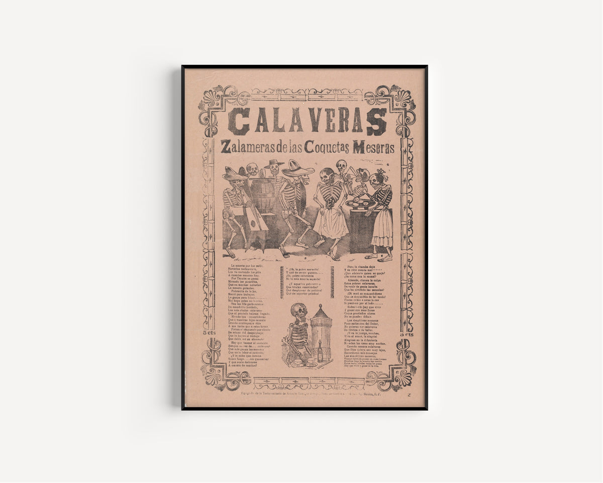 José Guadalupe Posada — Calaveras zalameras de las coquetas meseras | Relief Print