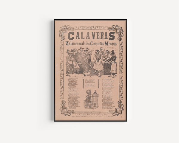 José Guadalupe Posada — Calaveras zalameras de las coquetas meseras | Relief Print