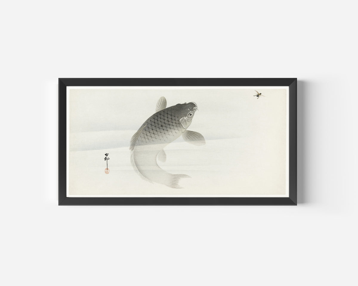 Ohara Koson — Carp and Fly | Japanese Bird & Flower Woodblock Print