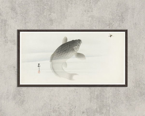 Ohara Koson — Carp and Fly | Japanese Bird & Flower Woodblock Print
