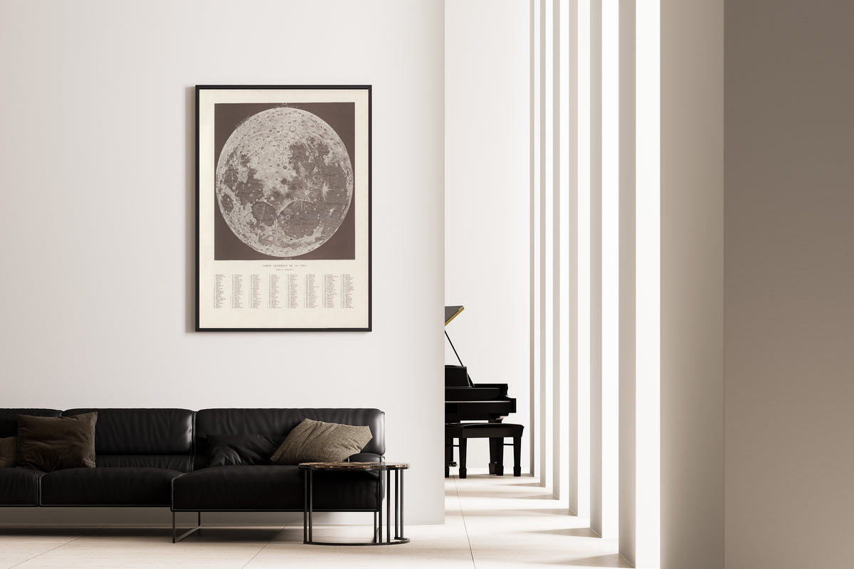 Lucien Rudaux — Carte Générale de la Lune | Vintage Lunar Map Print
