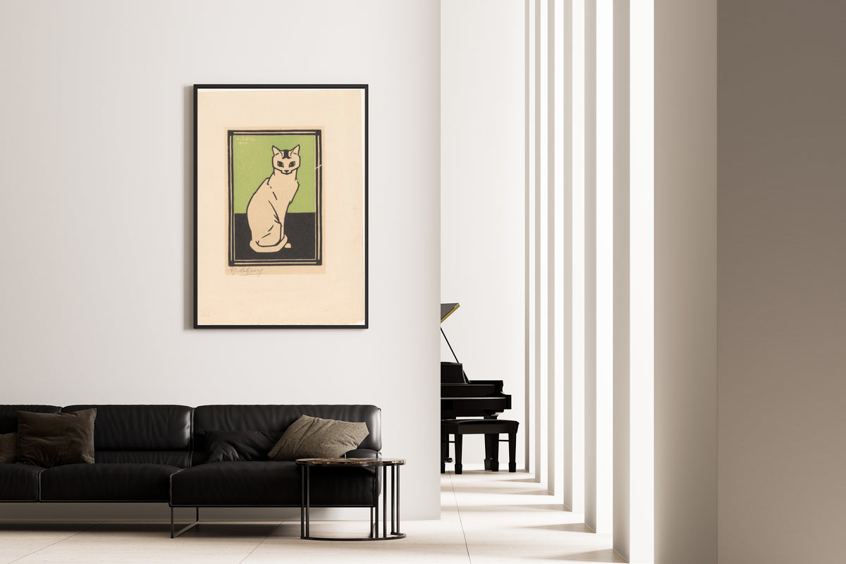 Julie de Graag — Cat on Green | Woodcut Print
