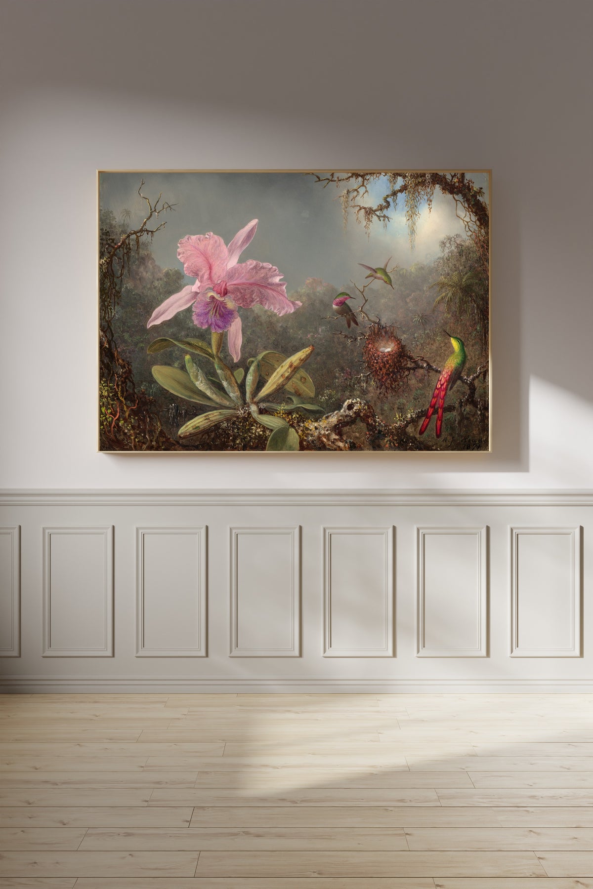 Martin Johnson Heade — Cattleya Orchid and Three Hummingbirds | Fine Art Print