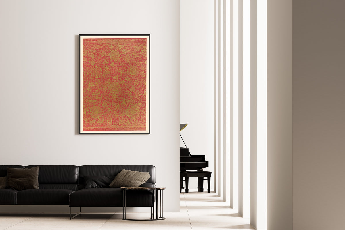 Owen Jones — Chinese Ornament: Gold Scrollwork on Crimson | Ornament Plate Print