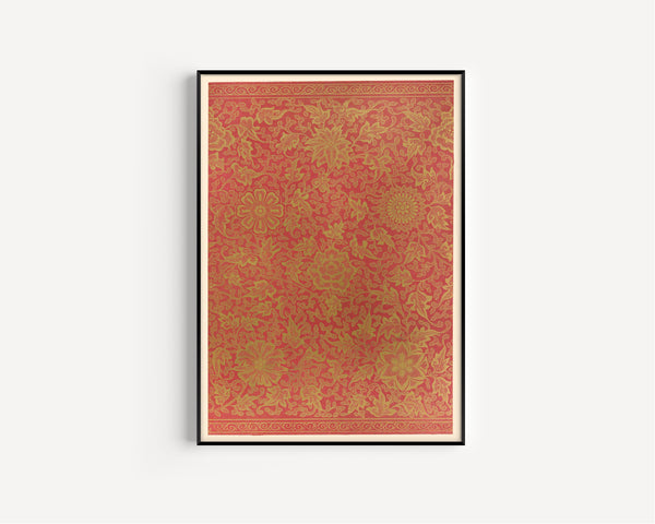 Owen Jones — Chinese Ornament: Gold Scrollwork on Crimson | Ornament Plate Print