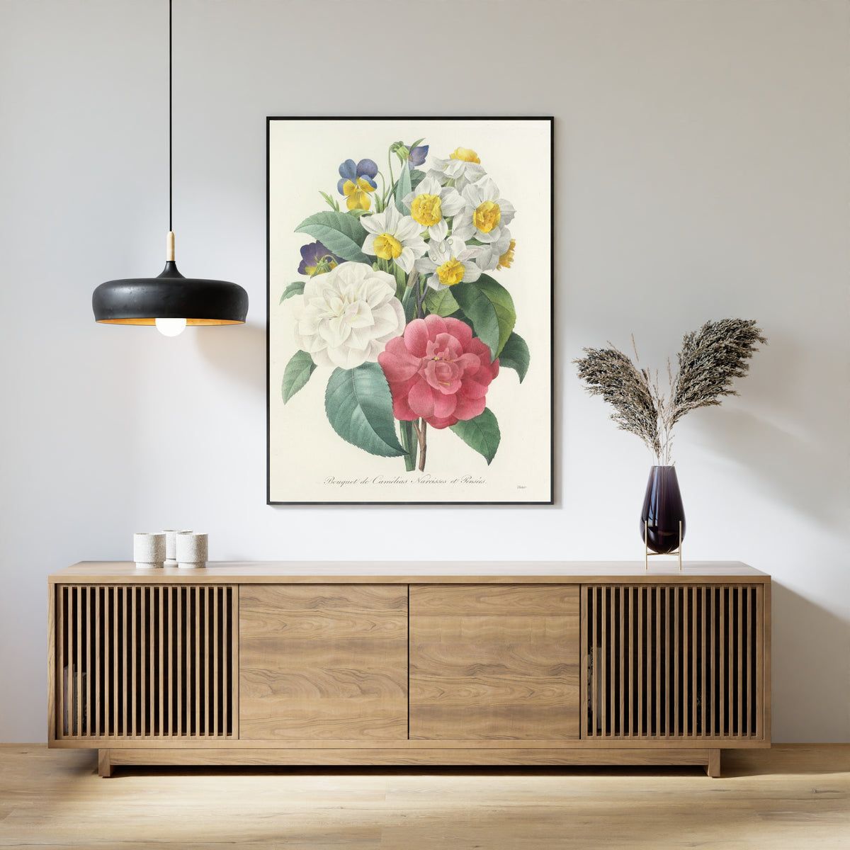 Pierre-Joseph Redouté — Choix des plus belles fleurs: Bouquet of Camellias, Narcissi and Pansies | Botanical Illustration Print