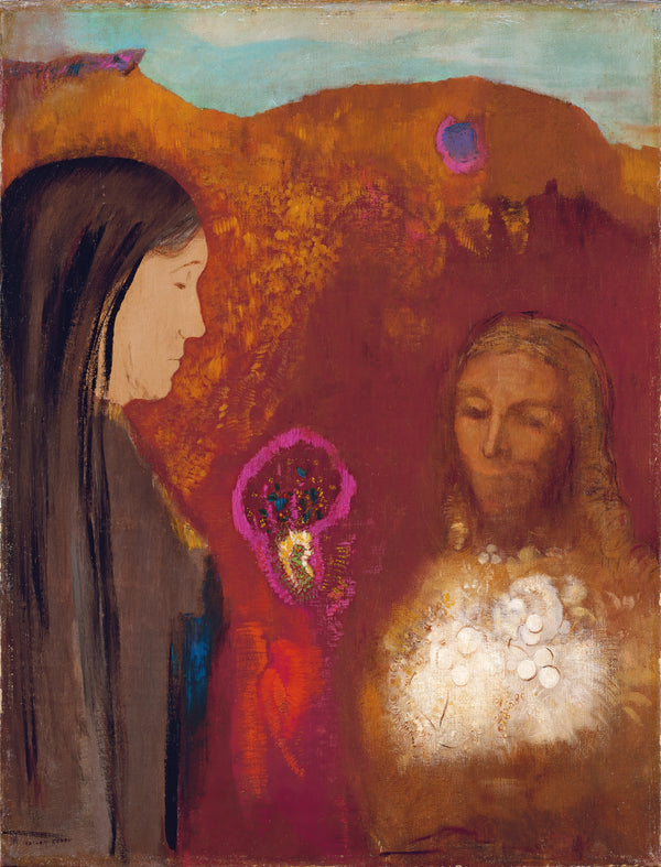 Odilon Redon — Christ and the Samaritan Woman (The White Flower Bouquet) | Symbolist Art Print