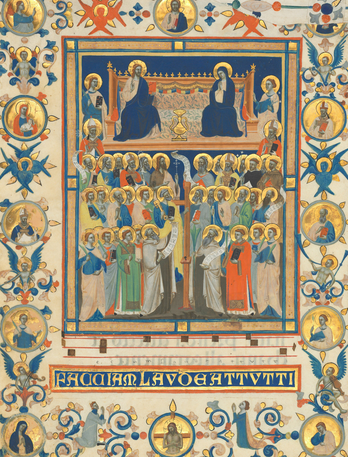 Master of the Dominican Effigies — Christ and the Virgin Enthroned with Forty Saints | Illuminated Manuscript Print